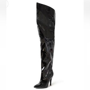 Black Patent Leather Over-the-Knee Boots